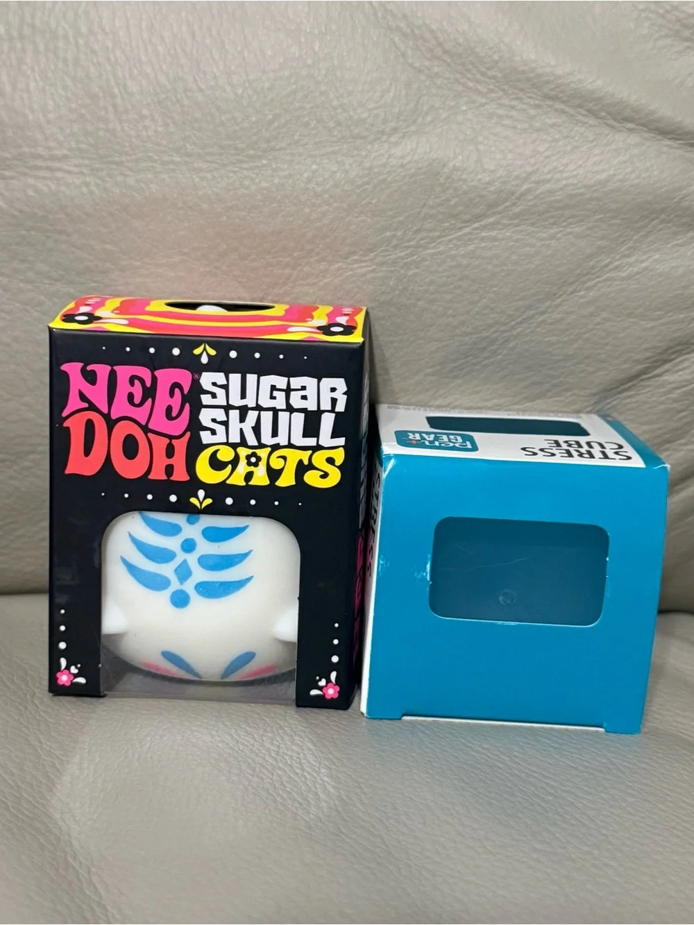NEW Needoh Sugar Skull Cats Blue Halloween Squishy + Pen & Gear Stress Cube